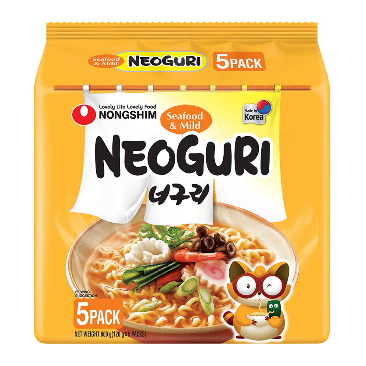 Nongshim Neoguri Seafood & Mild Noodles x5 120g