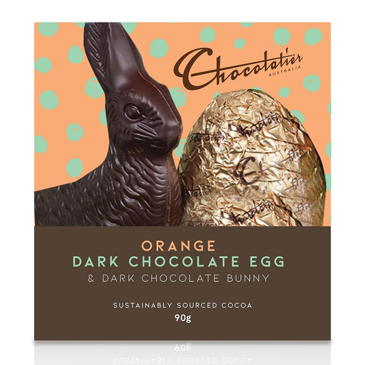 Chocolatier Orange Dark Chocolate Egg & Dark Chocolate Bunny 90g