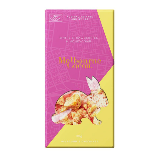 Melbourne Cocoa Strawberry Honeycomb Block 110g