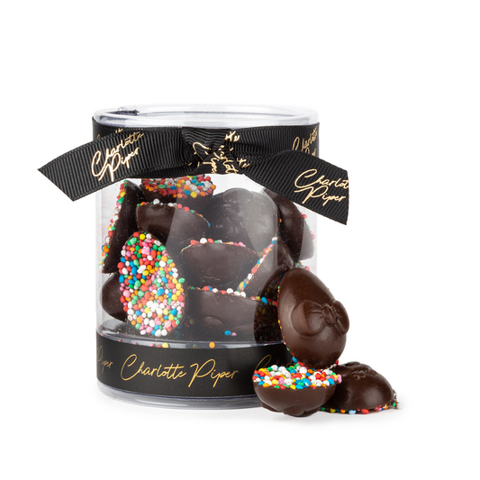 Charlotte Piper Dark Chocolate with Natural Sprinkles Small Eggs 100g