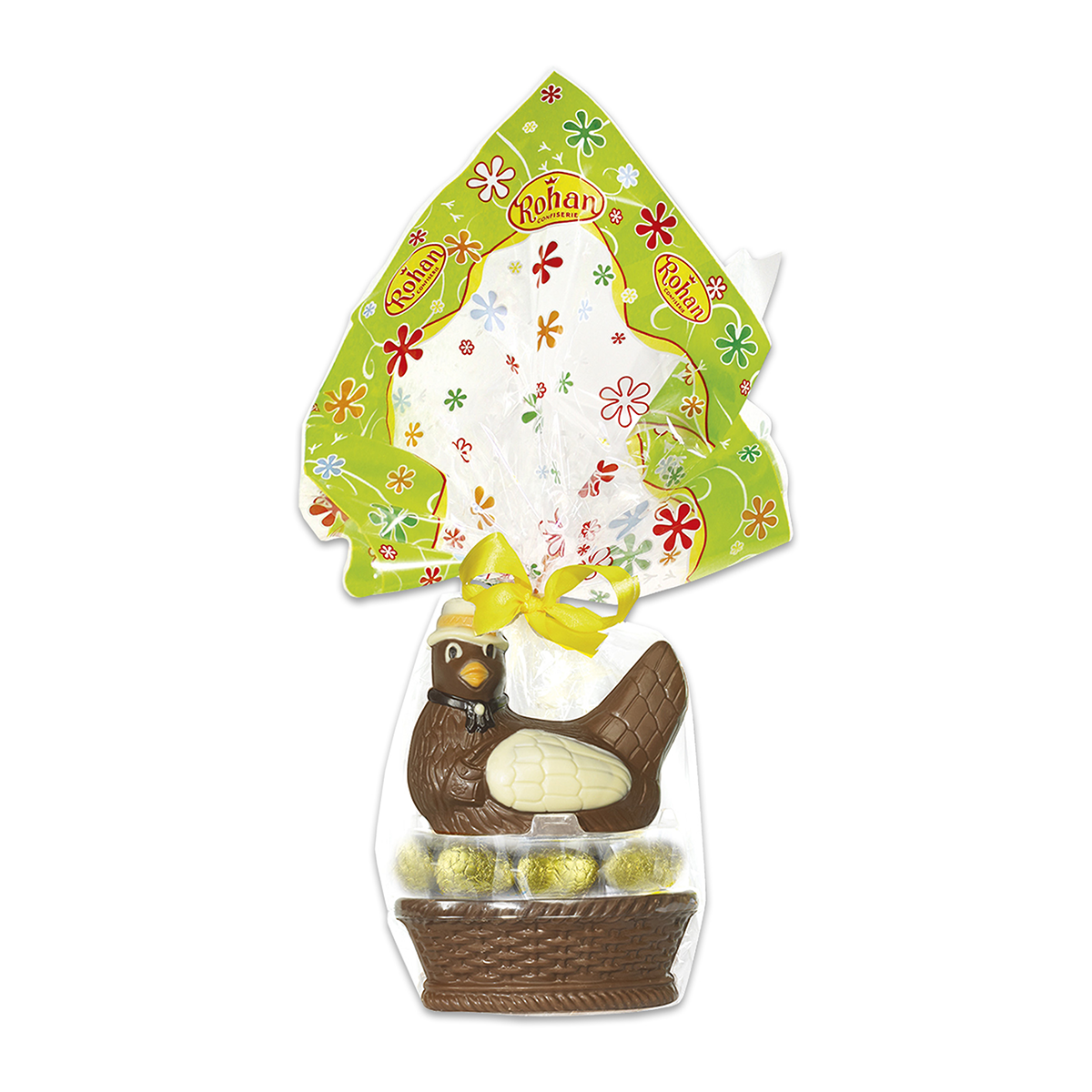 Confiserie Rohan Milk Chocolate Hen Basket Golden Eggs 390g