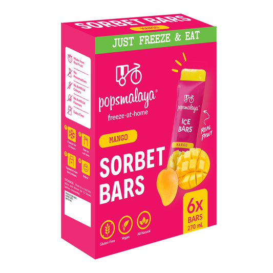 Pops Malaya Sorbet Bars Mango x6 270ml