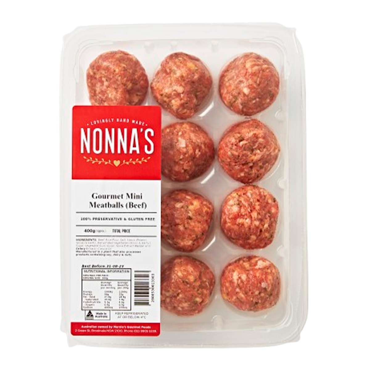 Nonna's Gourmet Mini Beef Meatballs 400g