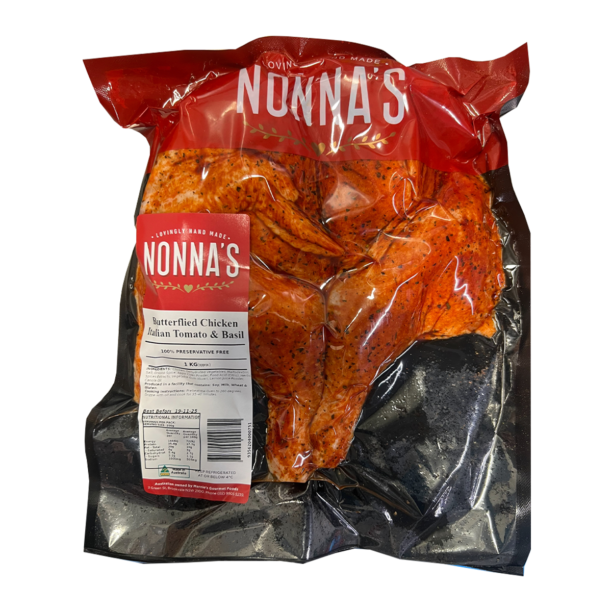 Nonna's Butterfly Italian Tomato Basil Chicken 1kg