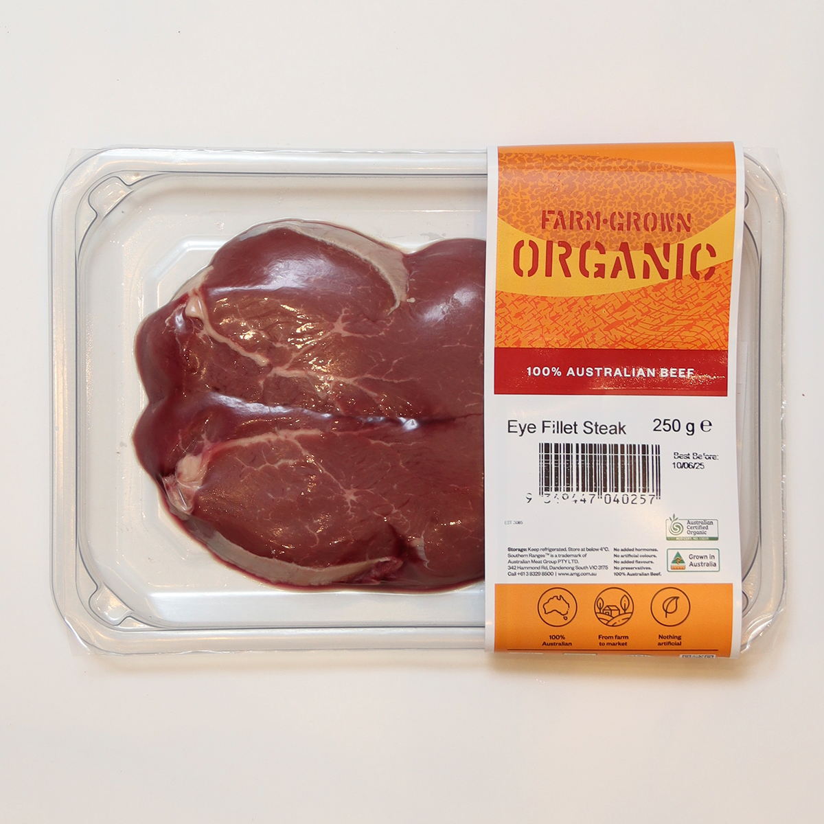 Farm Grown Organic Eye Fillet Steak 250g