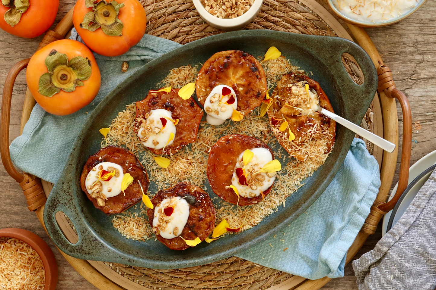 Fuyu Brulee - with Coconut Yoghurt and Honey Cashews