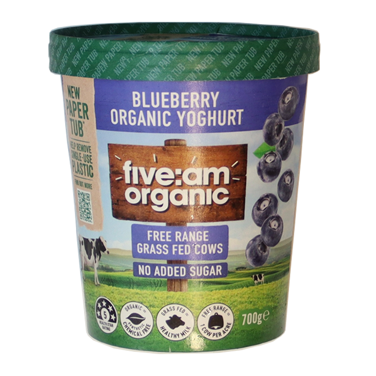 Five AM Blueberry Organic Yoghurt 700g