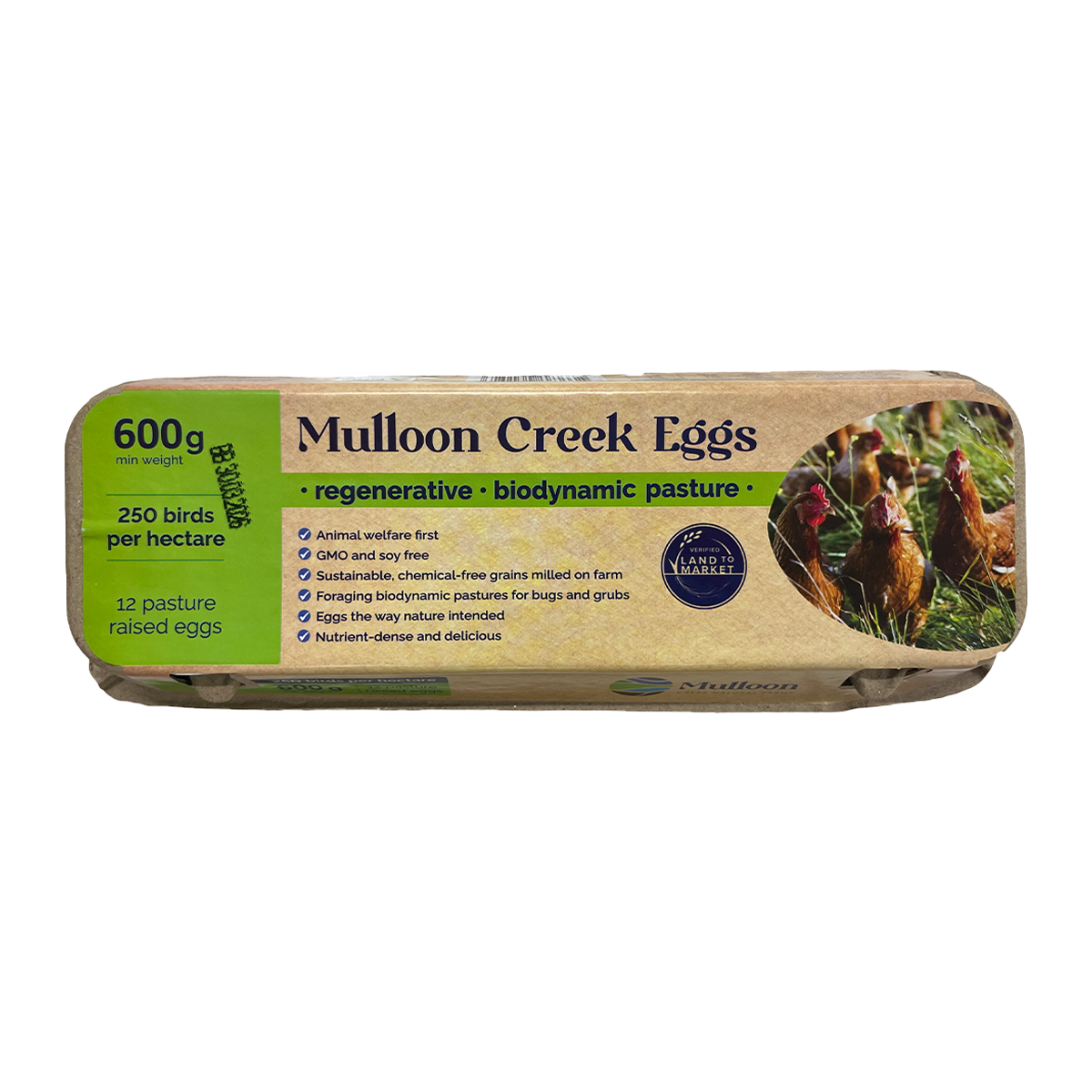Mulloon Creek Biodynamic Pasture Raised Large Eggs x12 600g