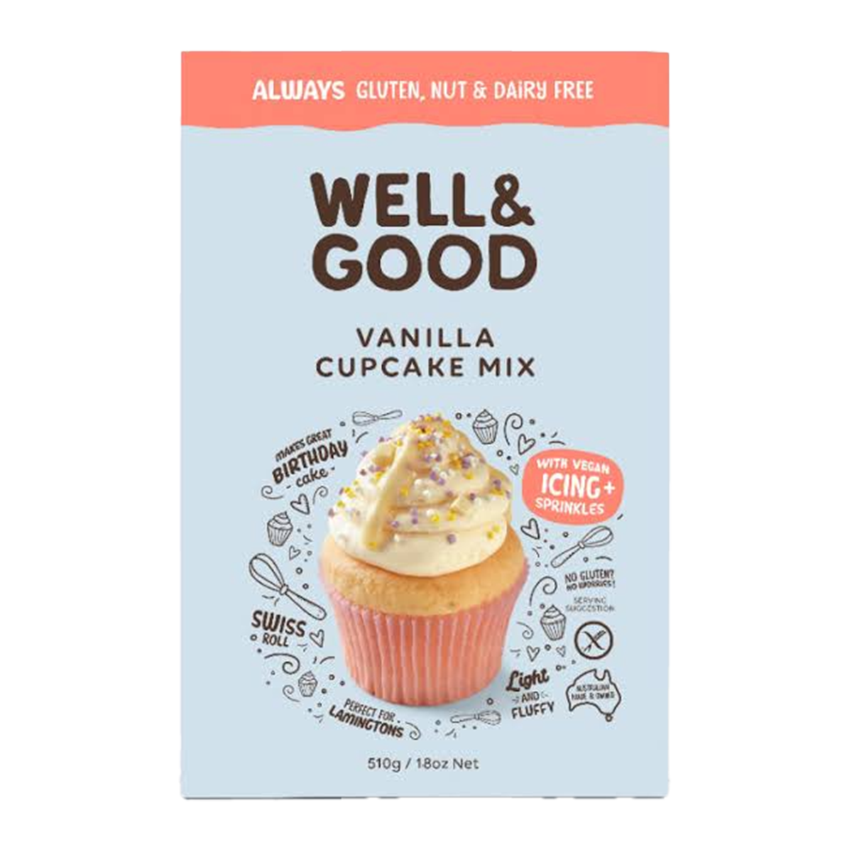 Well and Good Vanilla Cupcake Mix 510g
