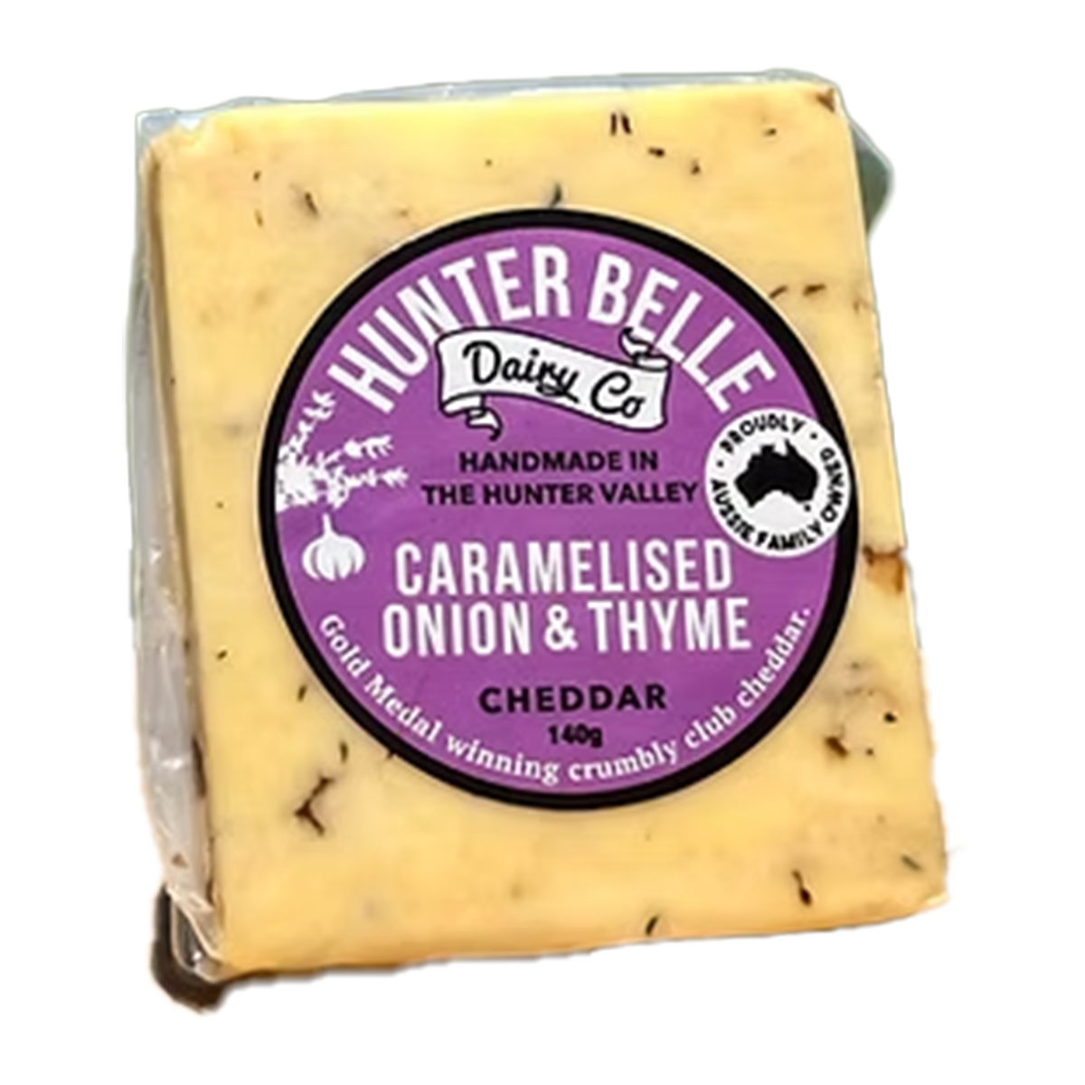 Hunter Belle Caramelised Onion Thyme Cheddar Cheese 140g