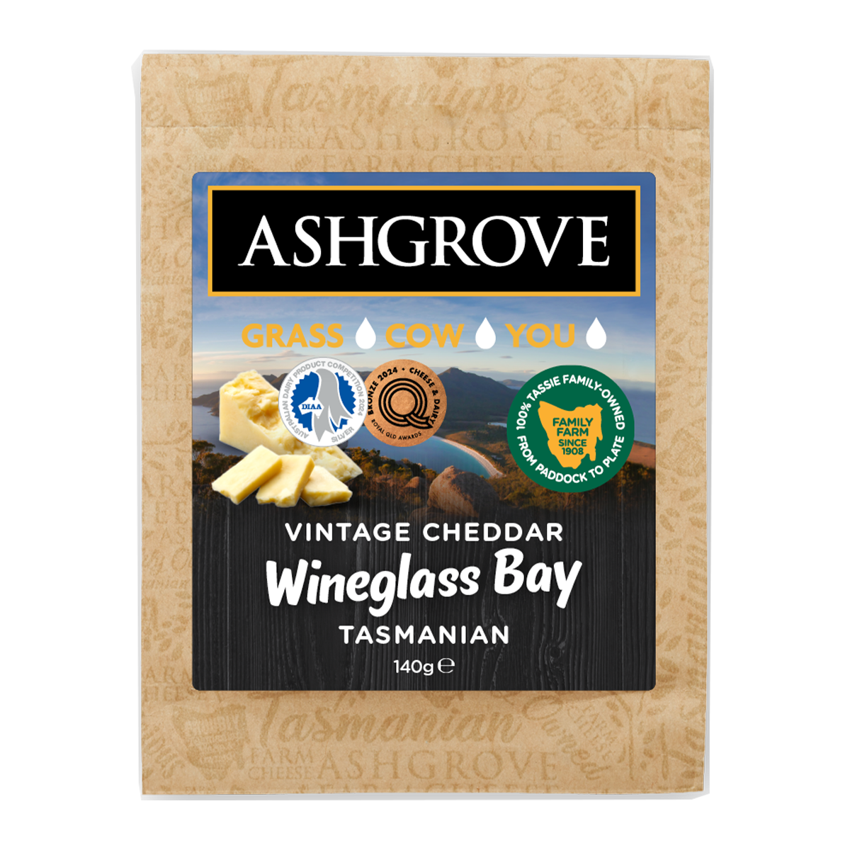 Ashgrove Vintage Cheddar Wineglass Bay Cheese 140g