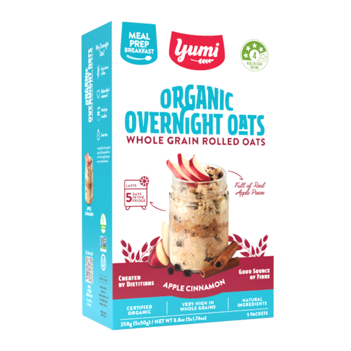 Yumi Organic Overnight Oats Apple Cinnamon 250g