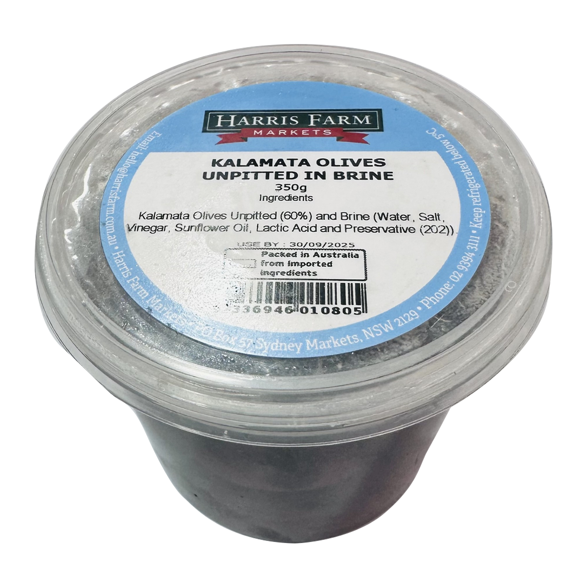 Harris Farm Kalamata Olives Unpitted In Brine 350g
