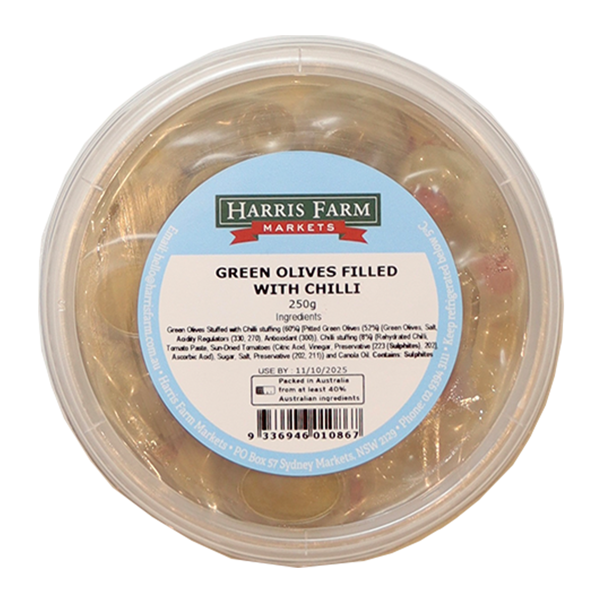 Harris Farm Green Olives with Chilli 250g