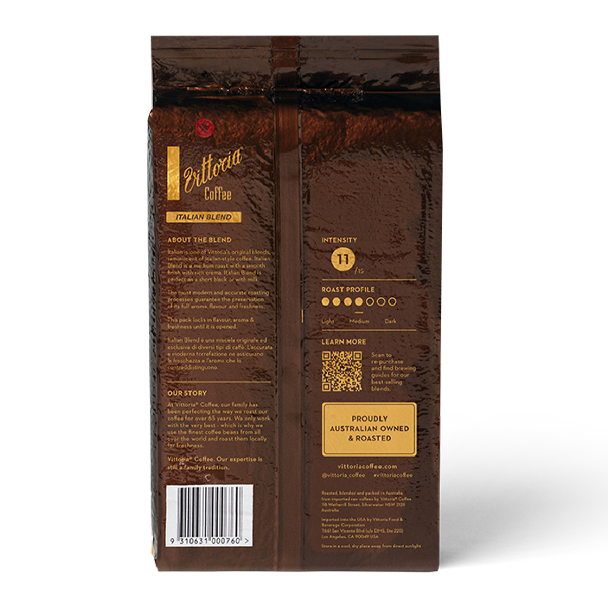 Vittoria Coffee Italian Blend 100% Arabica Ground Coffee 1kg