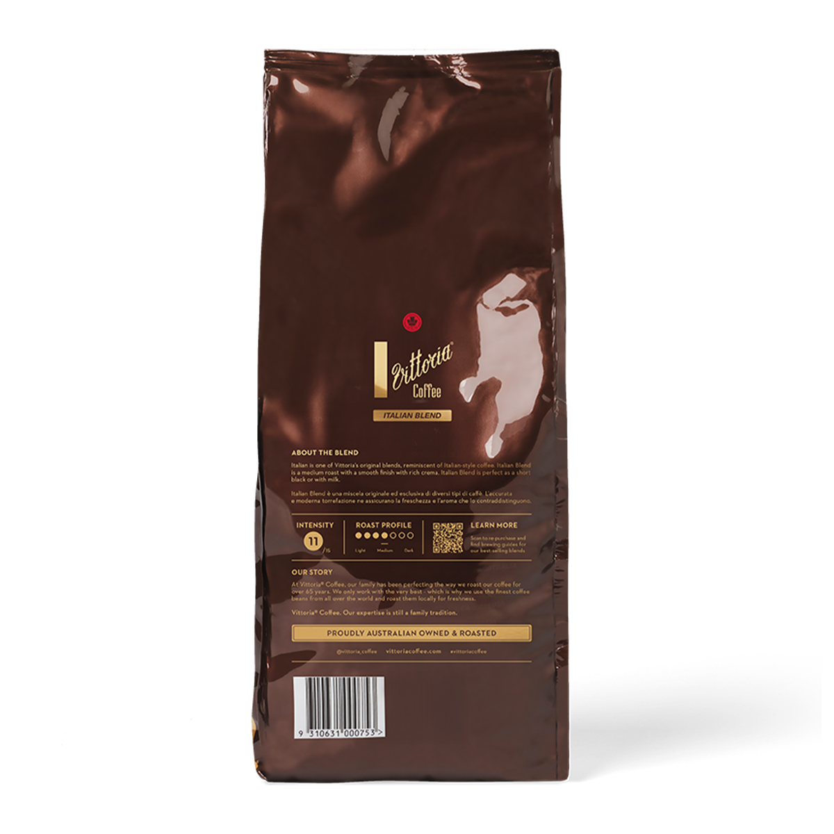 Vittoria Coffee Italian Blend 100% Arabica Coffee Beans 1kg