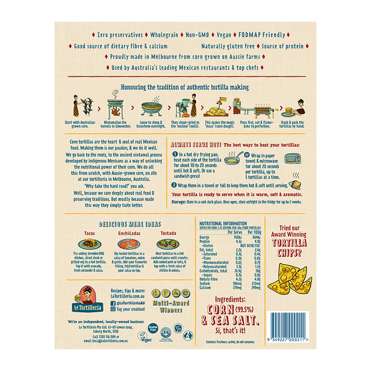 La Tortilleria Corn Tortillas Gluten Free 330g