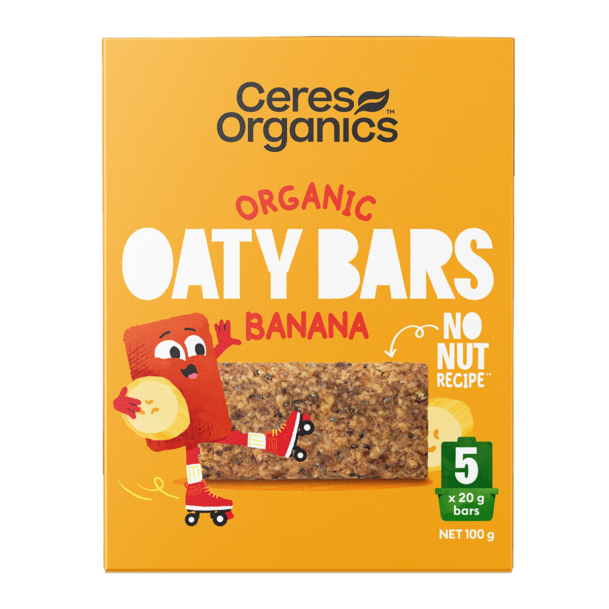 Ceres Organics Oaty Bars Banana x5 100g