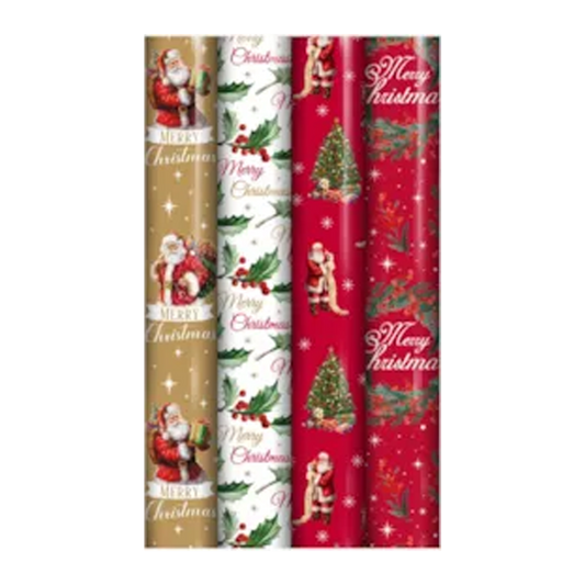 Eurowrap Gift Wrap Traditional Christmas 4m