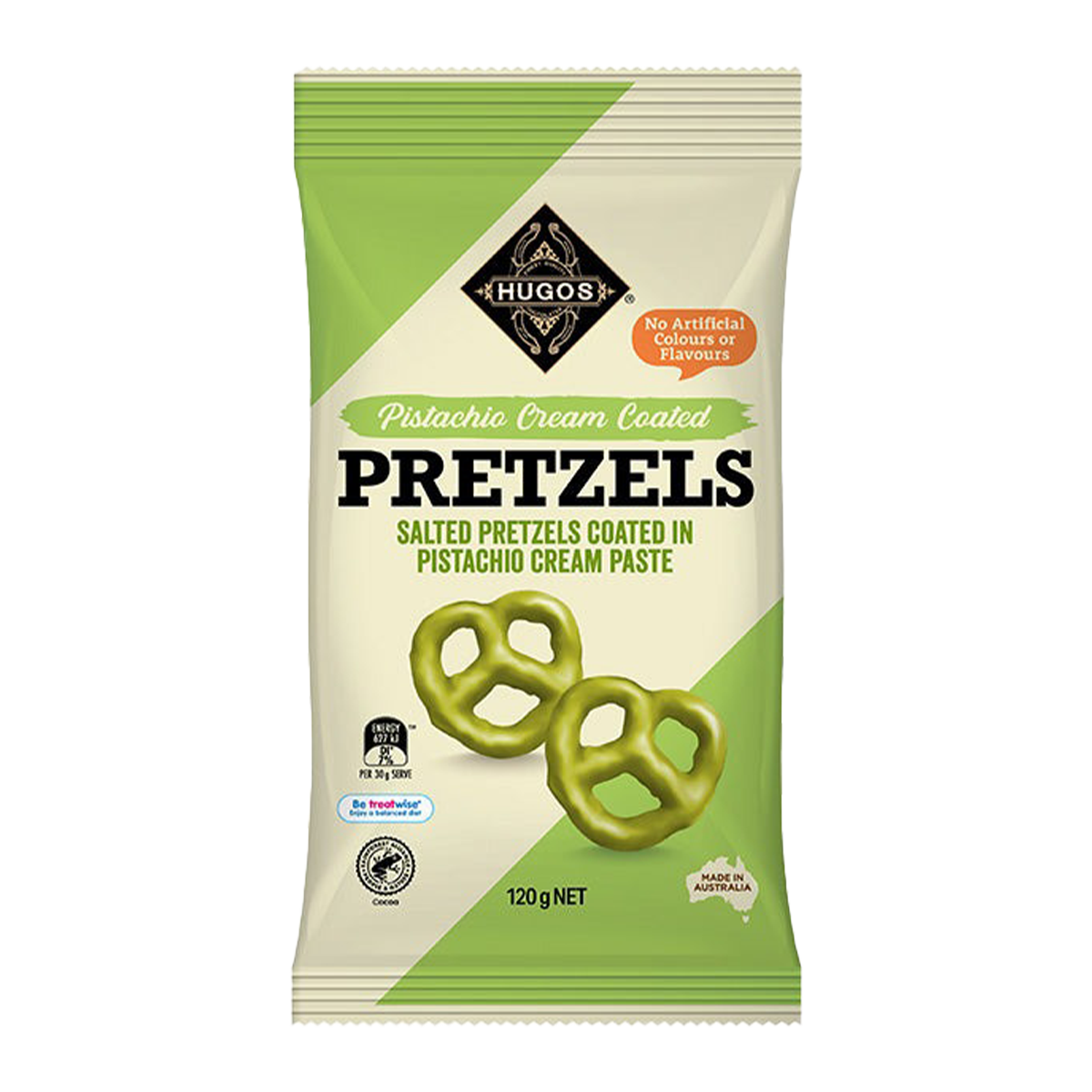 Hugos Pistachio Cream Pretzels 120g