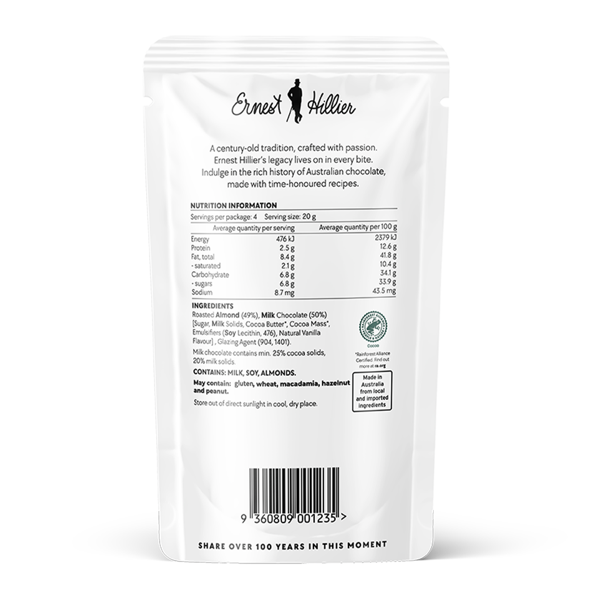Hillier Milk Chocolate Roasted Almonds 80g