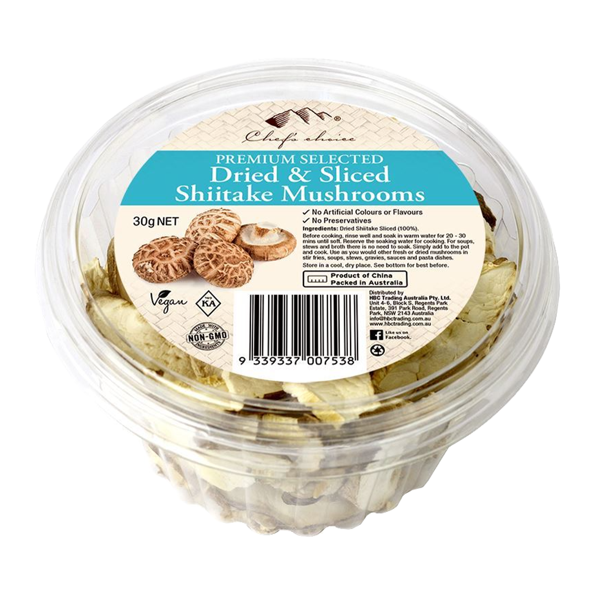 Chef's Choice Dried and Sliced Shitake Mushrooms 30g