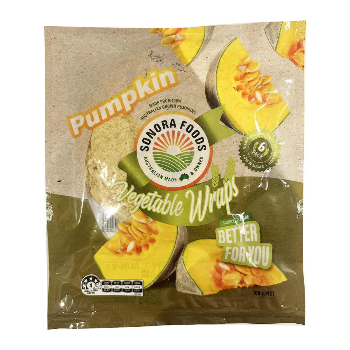 Sonora Wraps Pumpkin Vegetable Wraps x6 168g