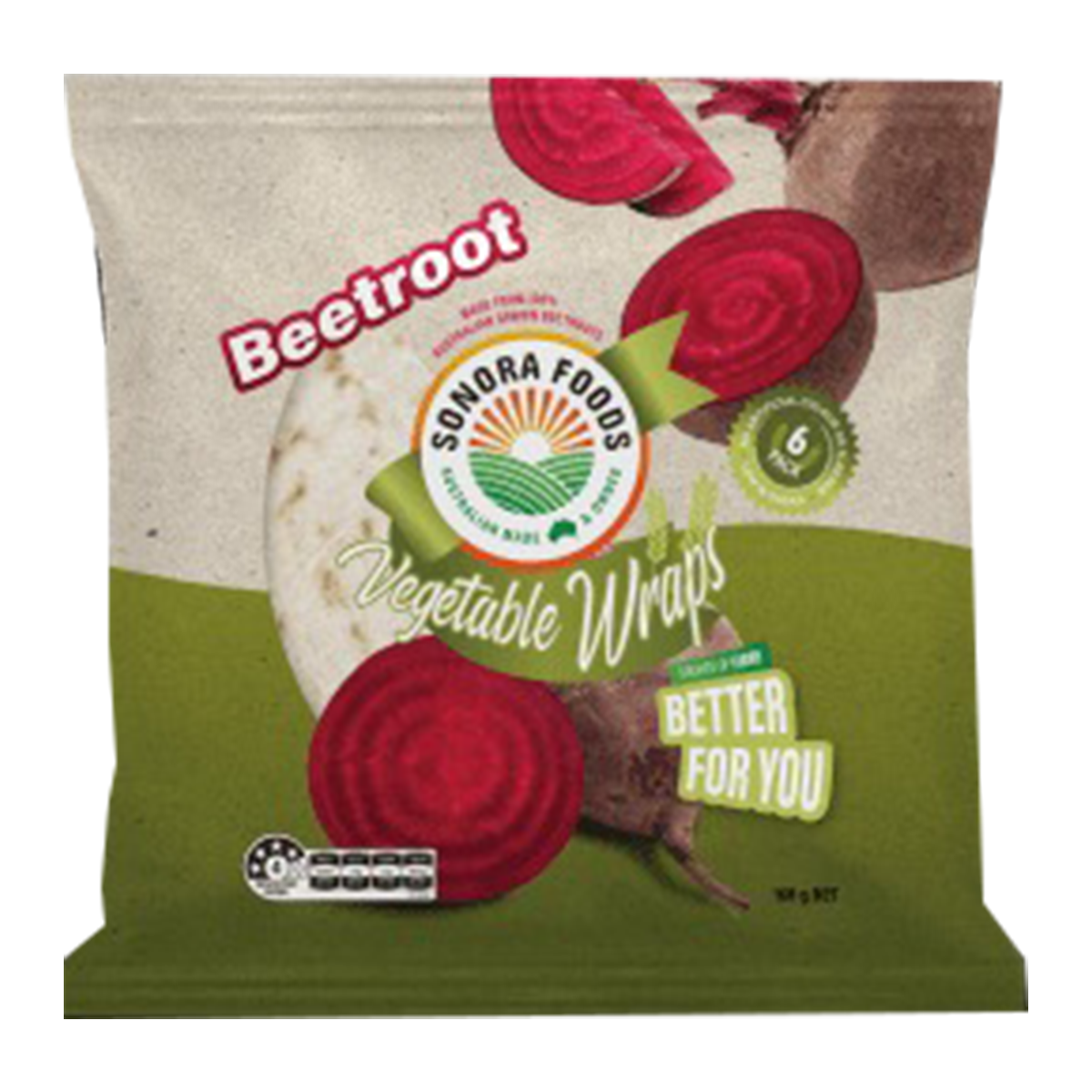 Sonora Wraps Beetroot Veggie Wraps x6 168g