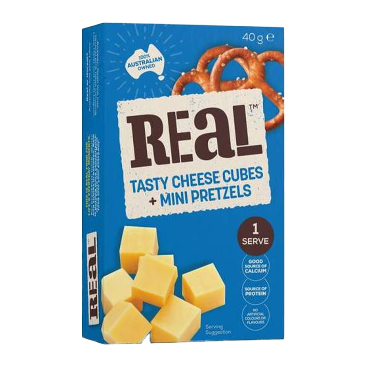 Real Dairy Tasty Cheese Cubes & Mini Pretzels 40g