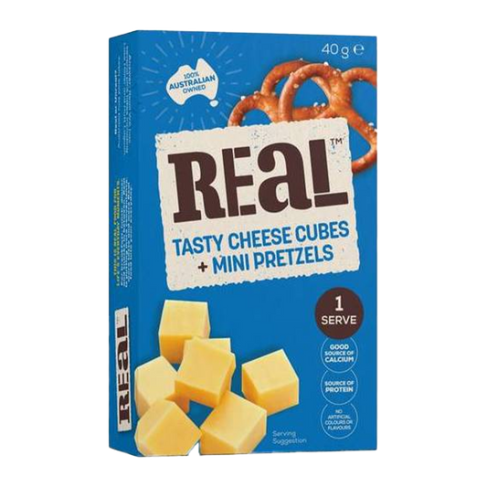 Real Dairy Tasty Cheese Cubes & Mini Pretzels 40g