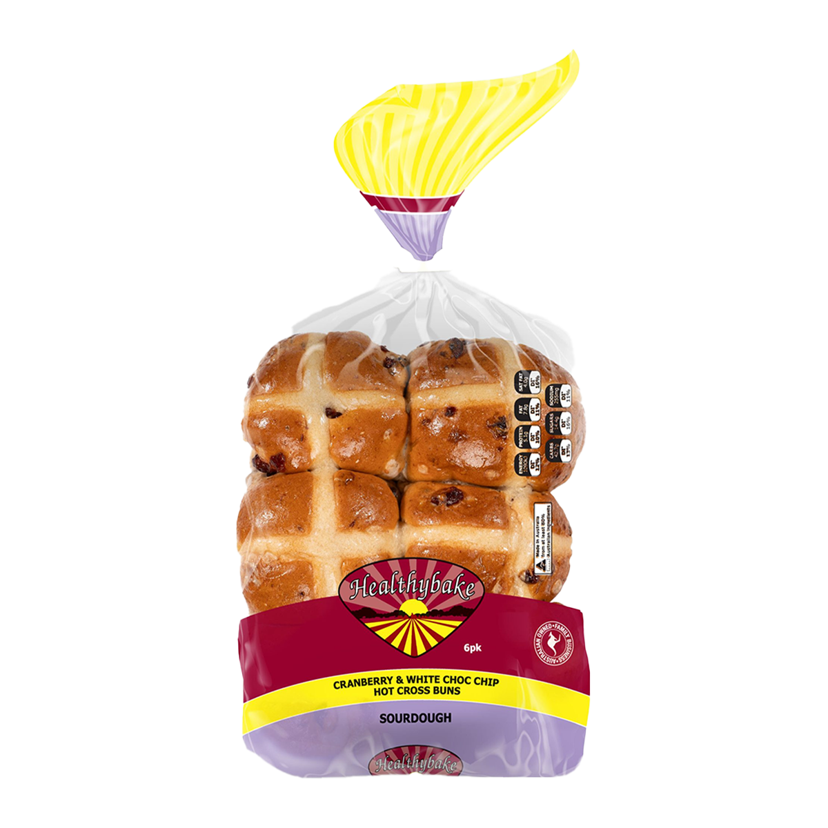 Healthy Bake Cranberry and White Chocolate Chip Hot Cross Buns 500g