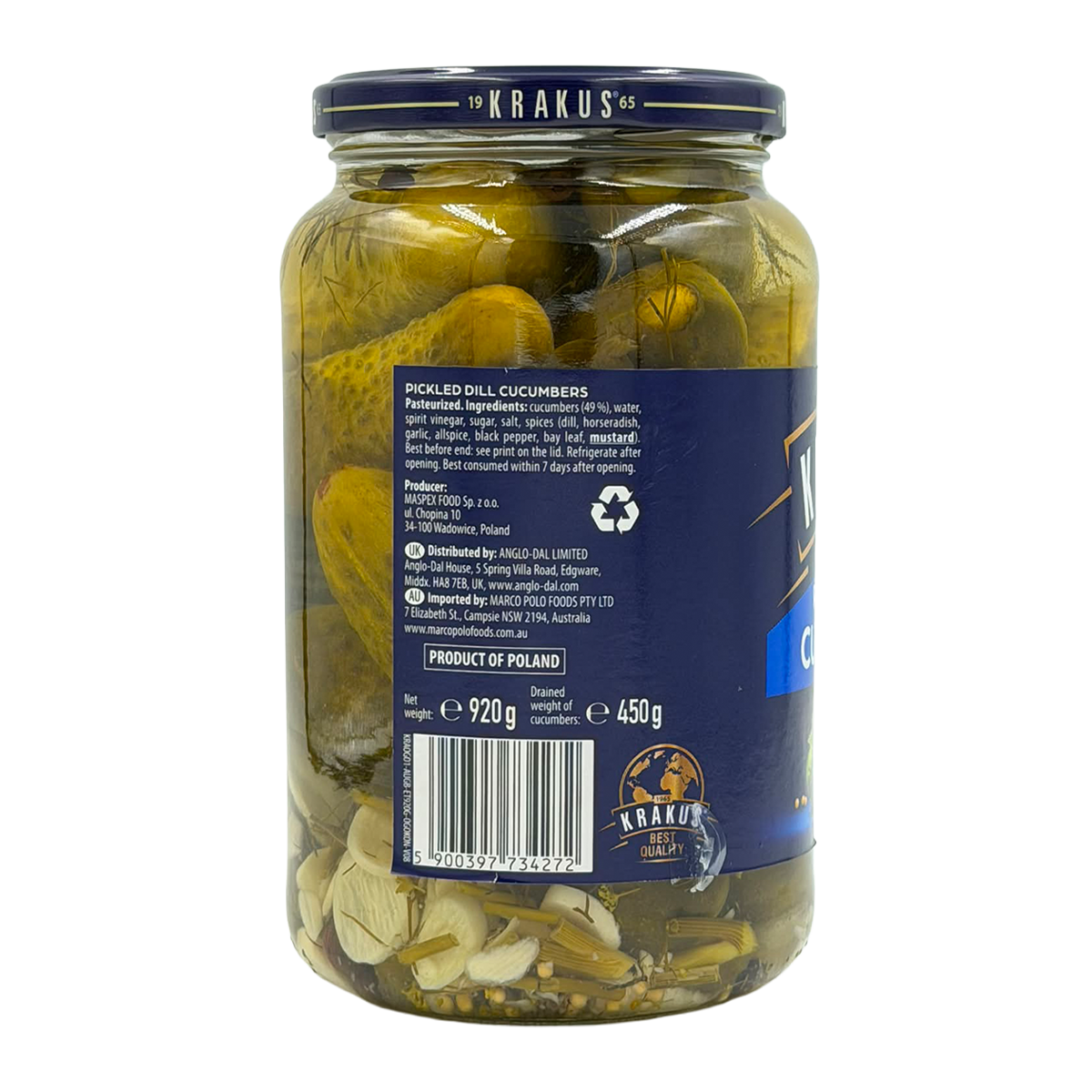 Krakus Pickled Dill Cucumbers 920g
