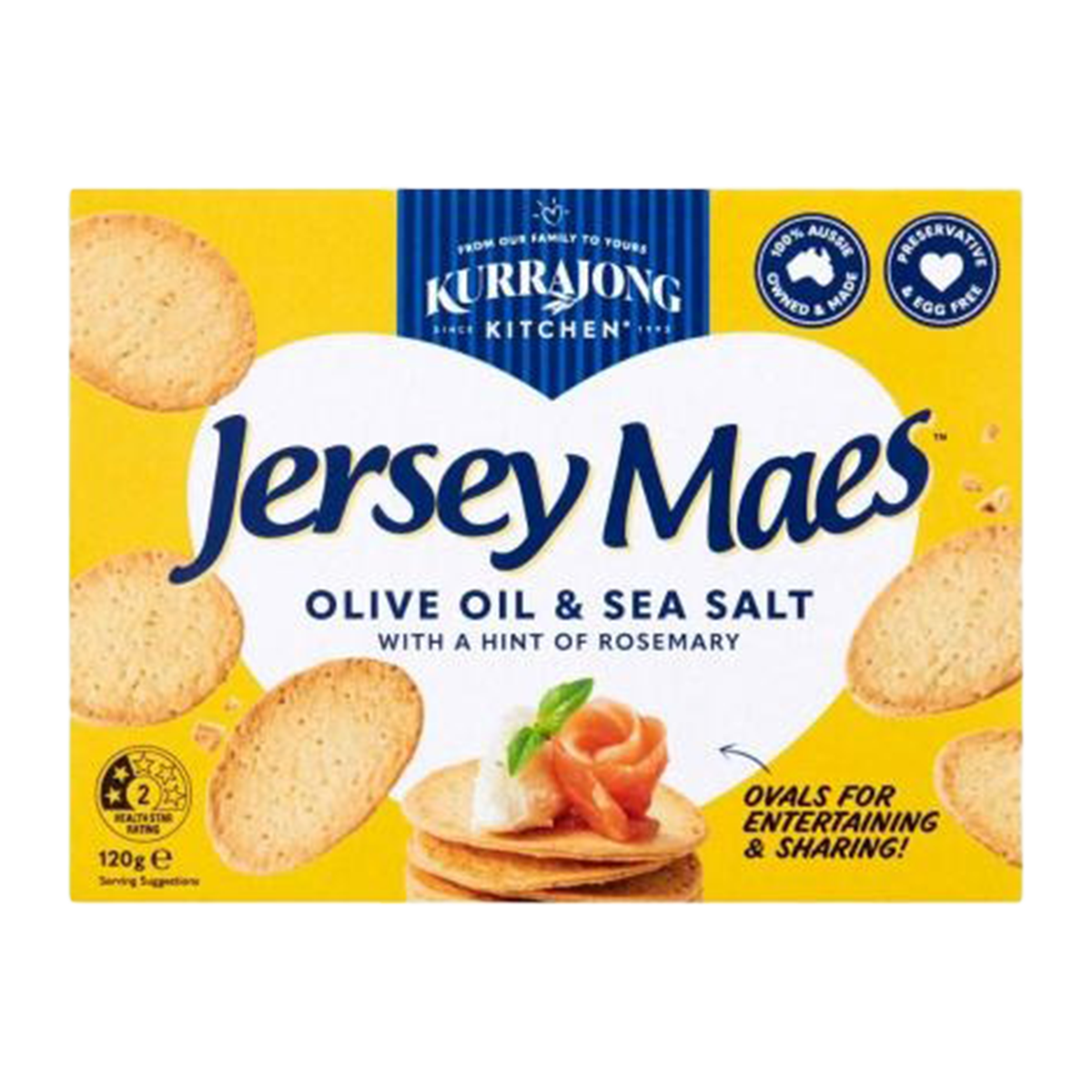 Kurrajong Kitchen Jersey Maes Olive Oil & Sea Salt Biscuits 120g