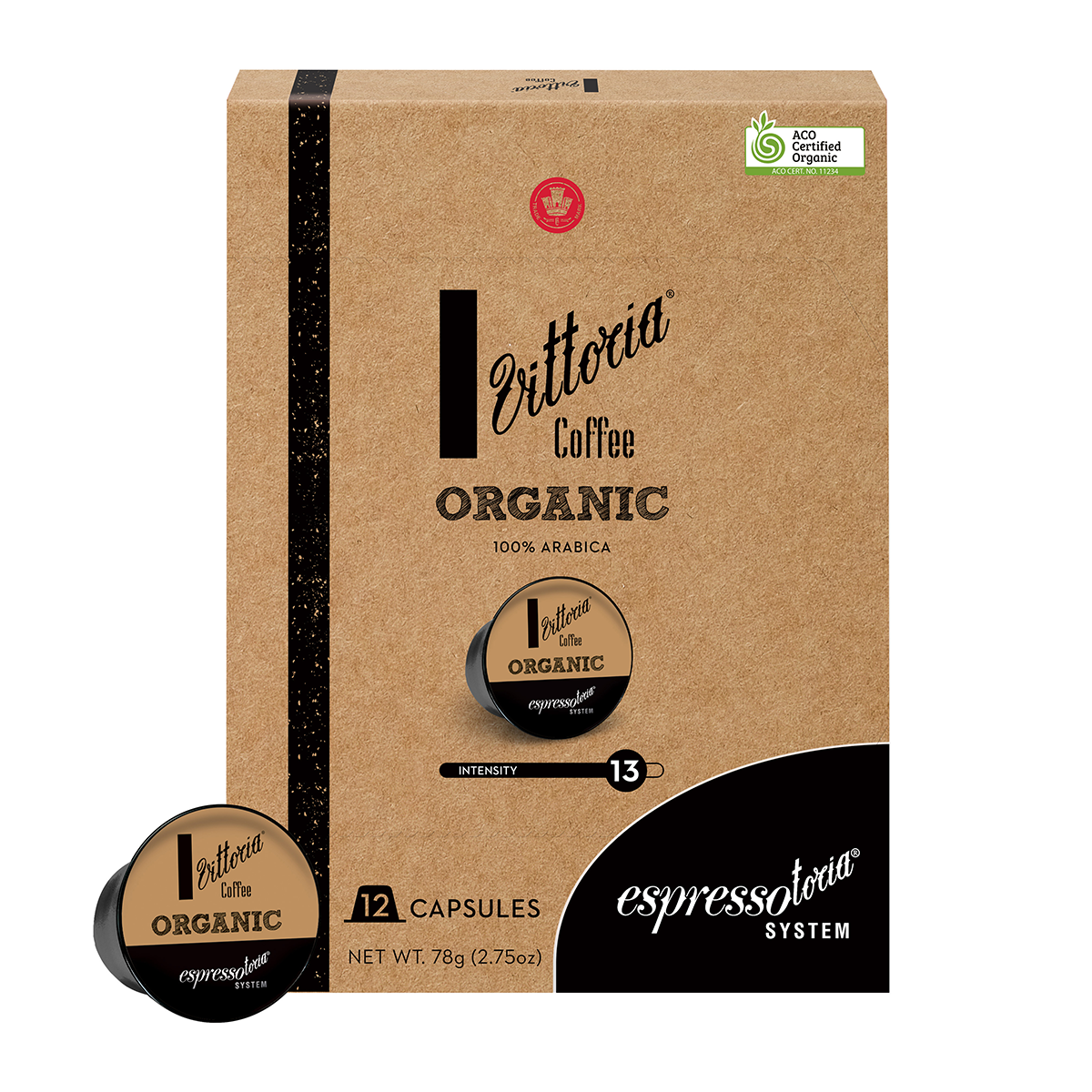 Vittoria Coffee Capsules Organic Espresso Espressotoria System x12 78g