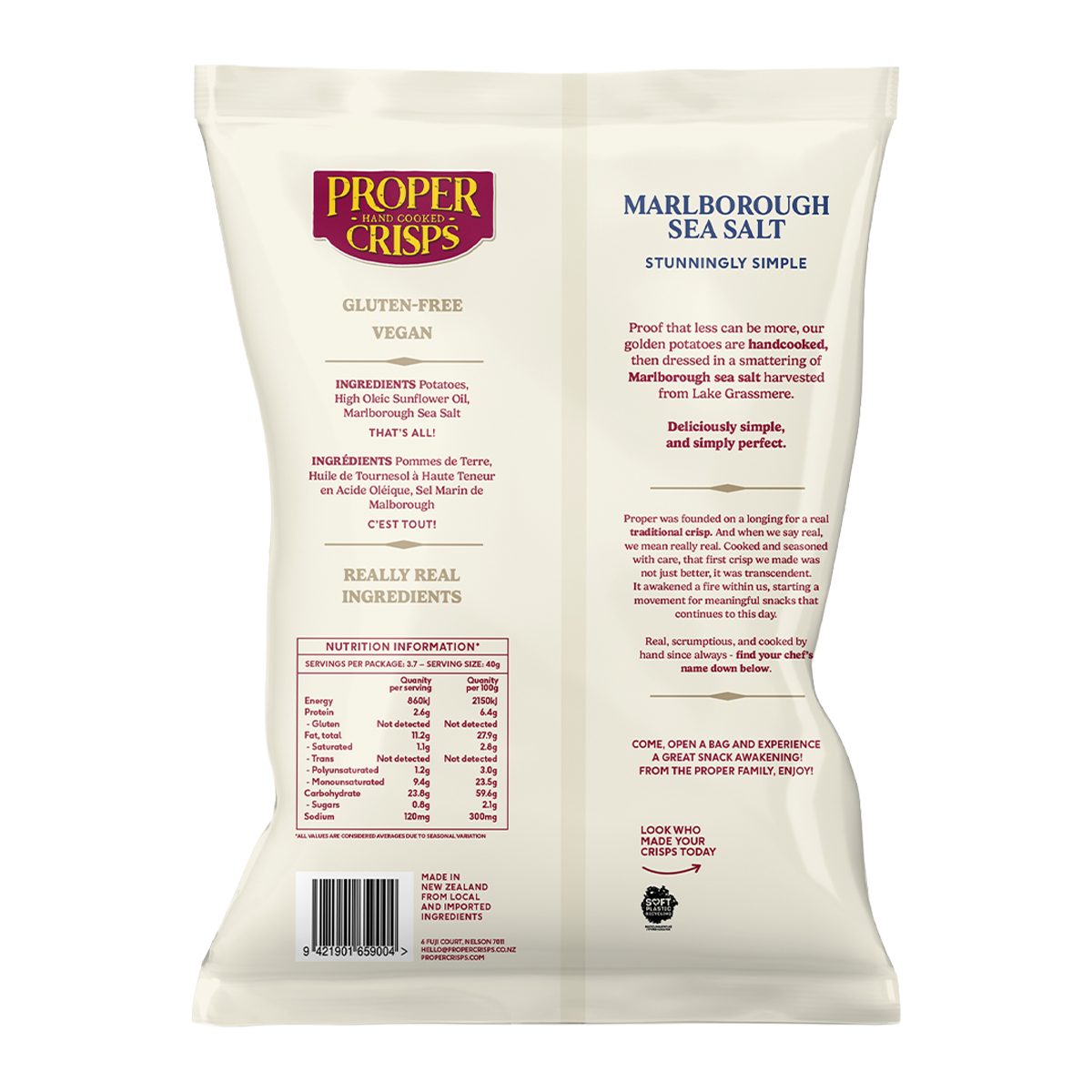 Proper Crisps Marlborough Sea Salt 150g