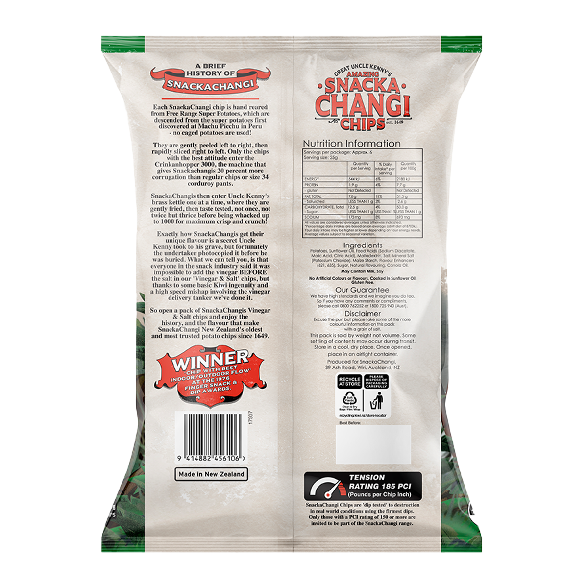 Snacka Changi Chips Salt and Vinegar 150g