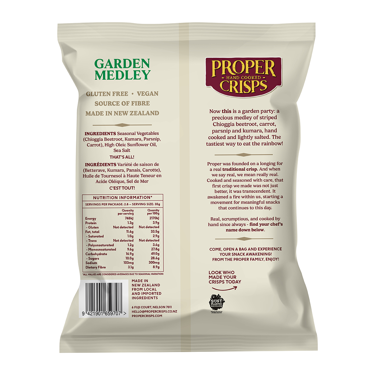 Proper Crisps Garden Medley Vegetable Chips 100g