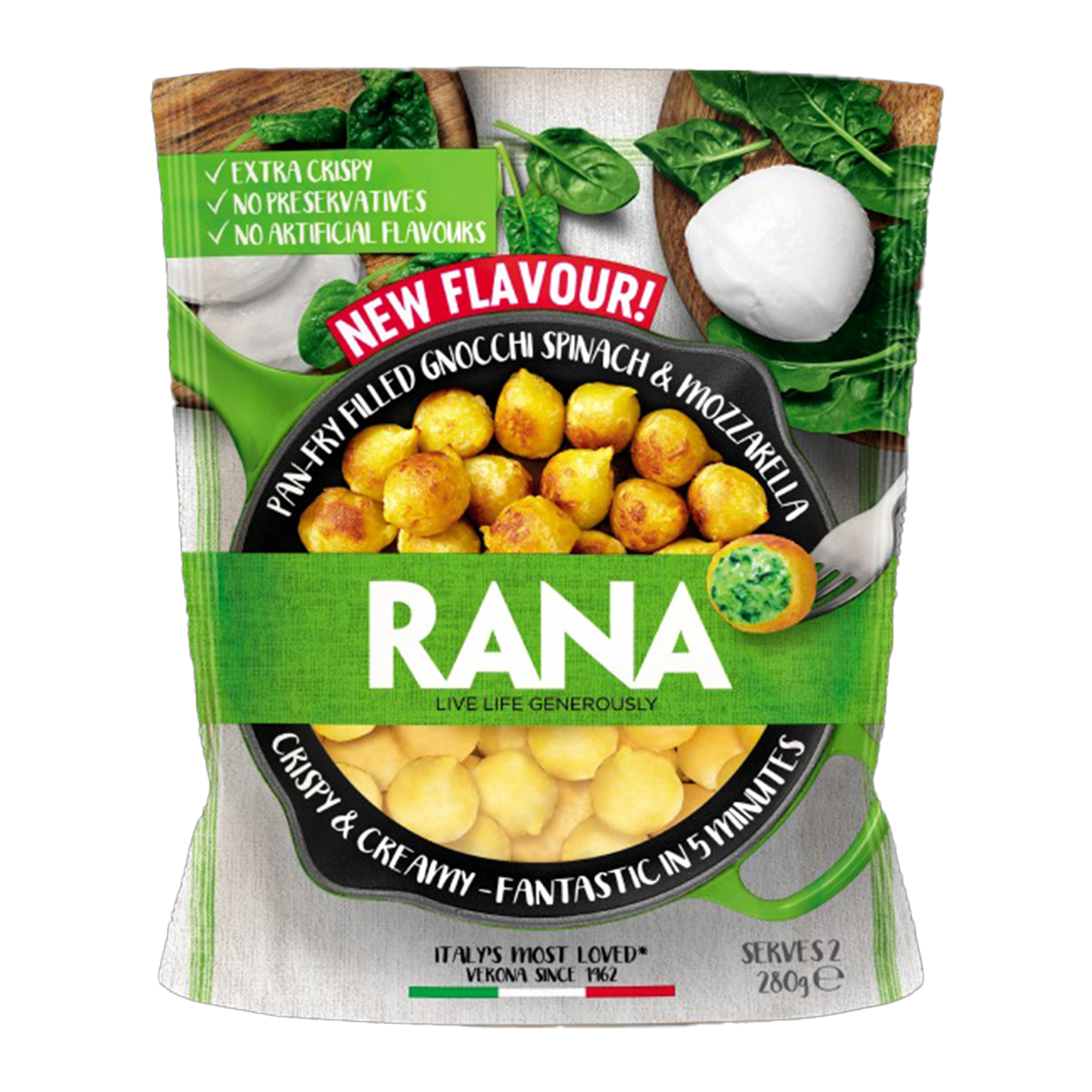 Rana Pan Fry Gnocchi Spinach and Mozzarella 280g