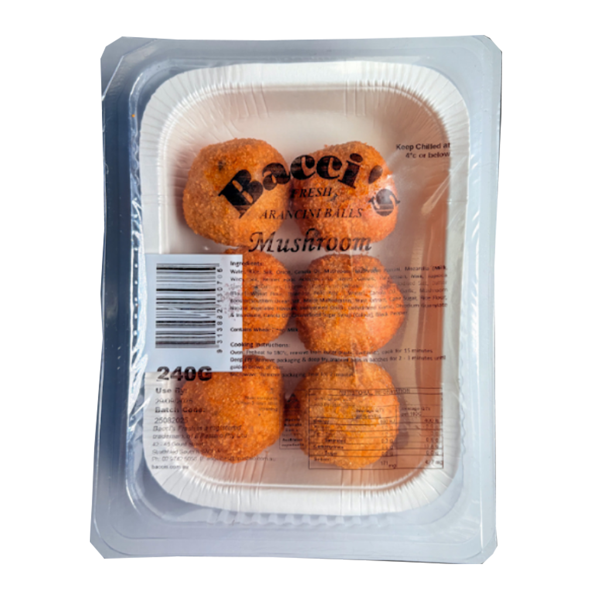 Bacci's Fresh Arancini Balls Mushroom 240g