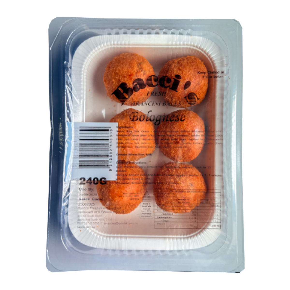 Bacci's Fresh Arancini Balls Bolognese 240g