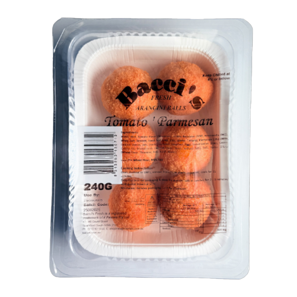 Bacci's Fresh Arancini Balls Tomato Parmesan 240g