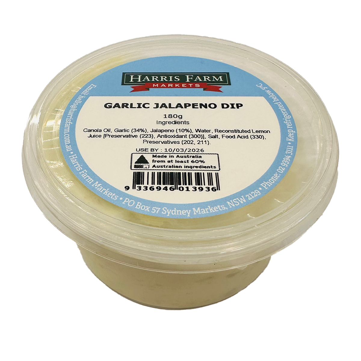 Harris Farm Garlic Jalepeno Dip 180g