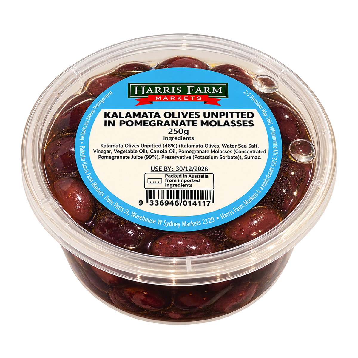 Harris Farm Kalamata Olives Unpitted in Pomegranate Molasses 250g