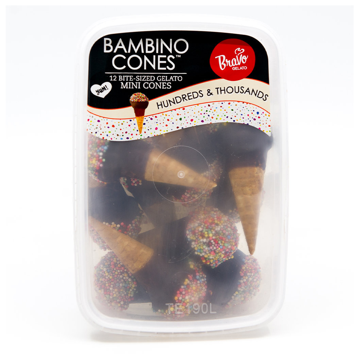 Bravo Gelato Bambino Cones Ice Cream Hundreds and Thousands x12 336g
