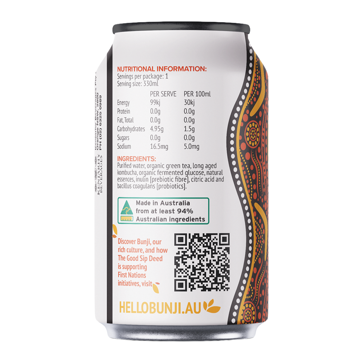 Bunji Organic Kombucha Passionfruit and Finger Lime 330ml