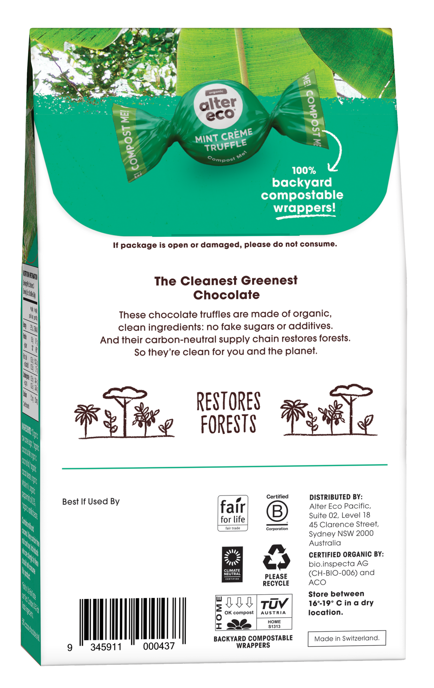 Alter Eco Organic Truffles Dark Chocolate Mint Creme 108g