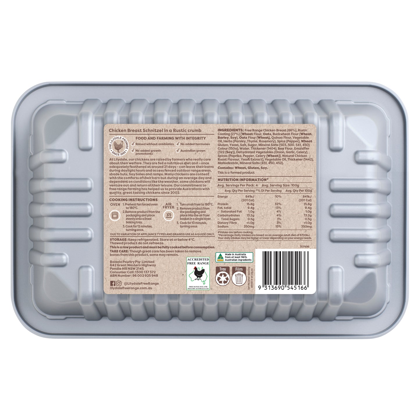 Lilydale Maryland Chicken Breast Schnitzel 400g