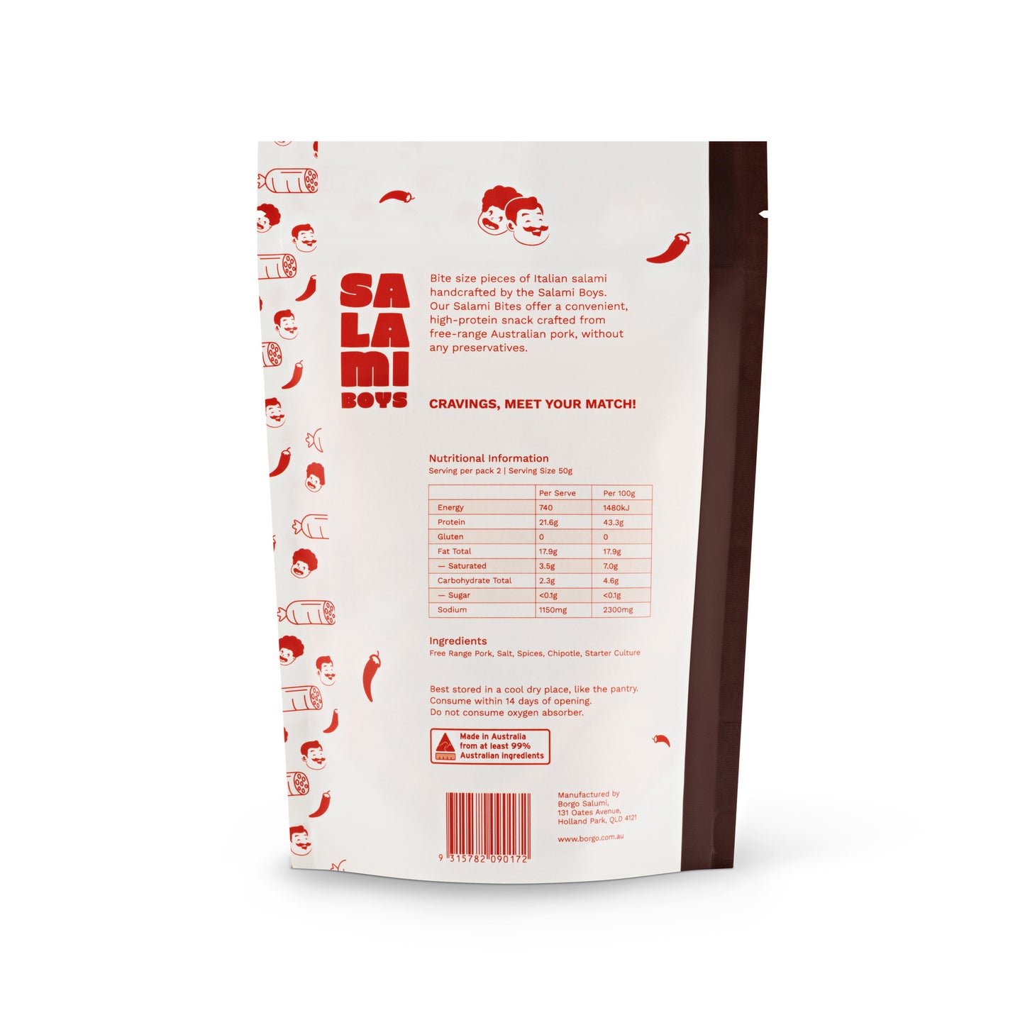 Salami Boys Mild Chipotle Salami Bites 100g