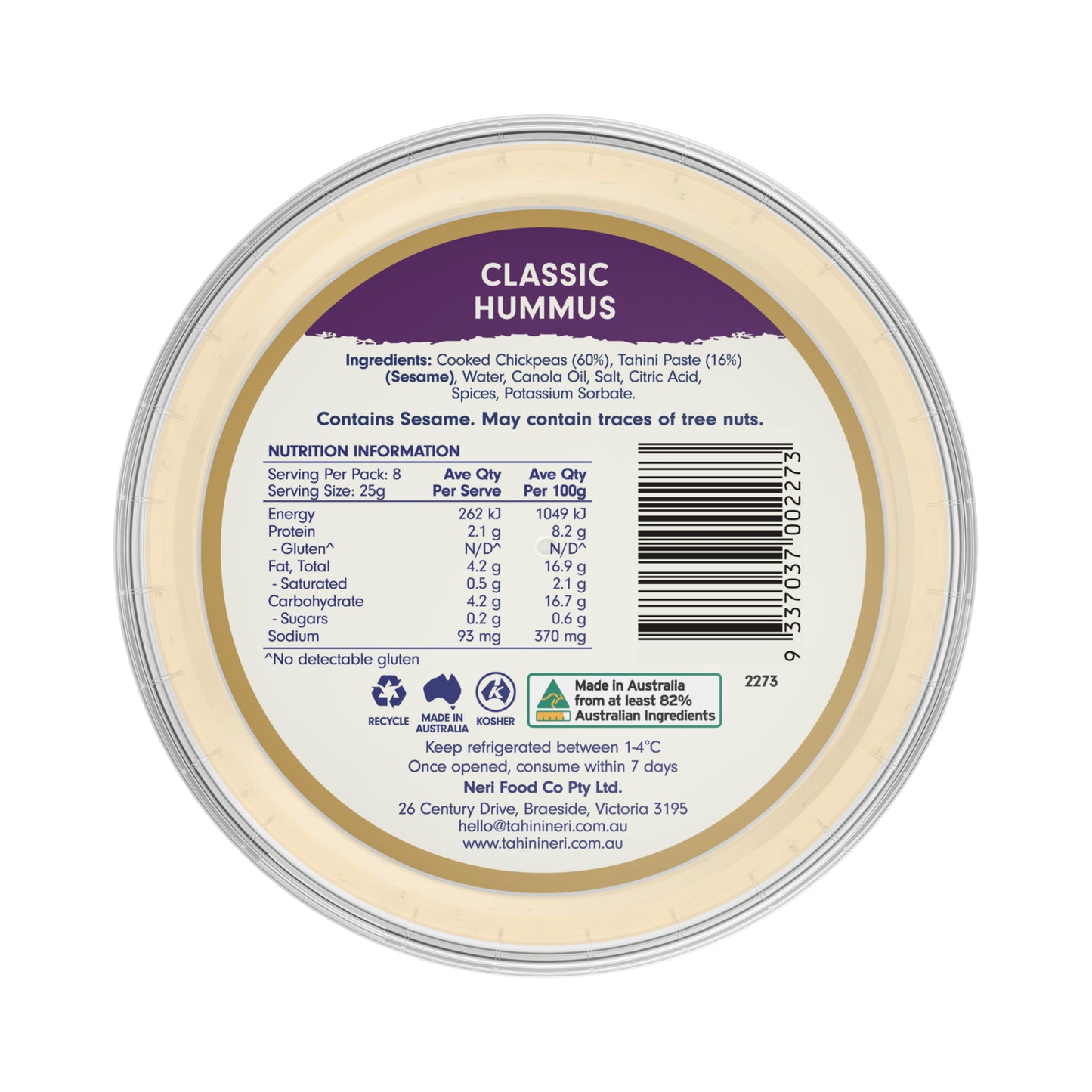 Tahini Neri Classic Hummus 200g | Harris Farm Markets Online