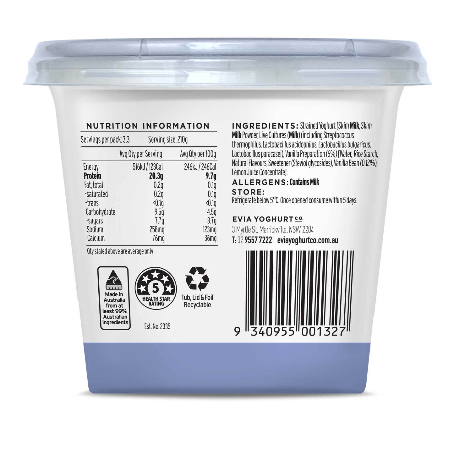 Evia Protein Yoghurt Vanilla 700g